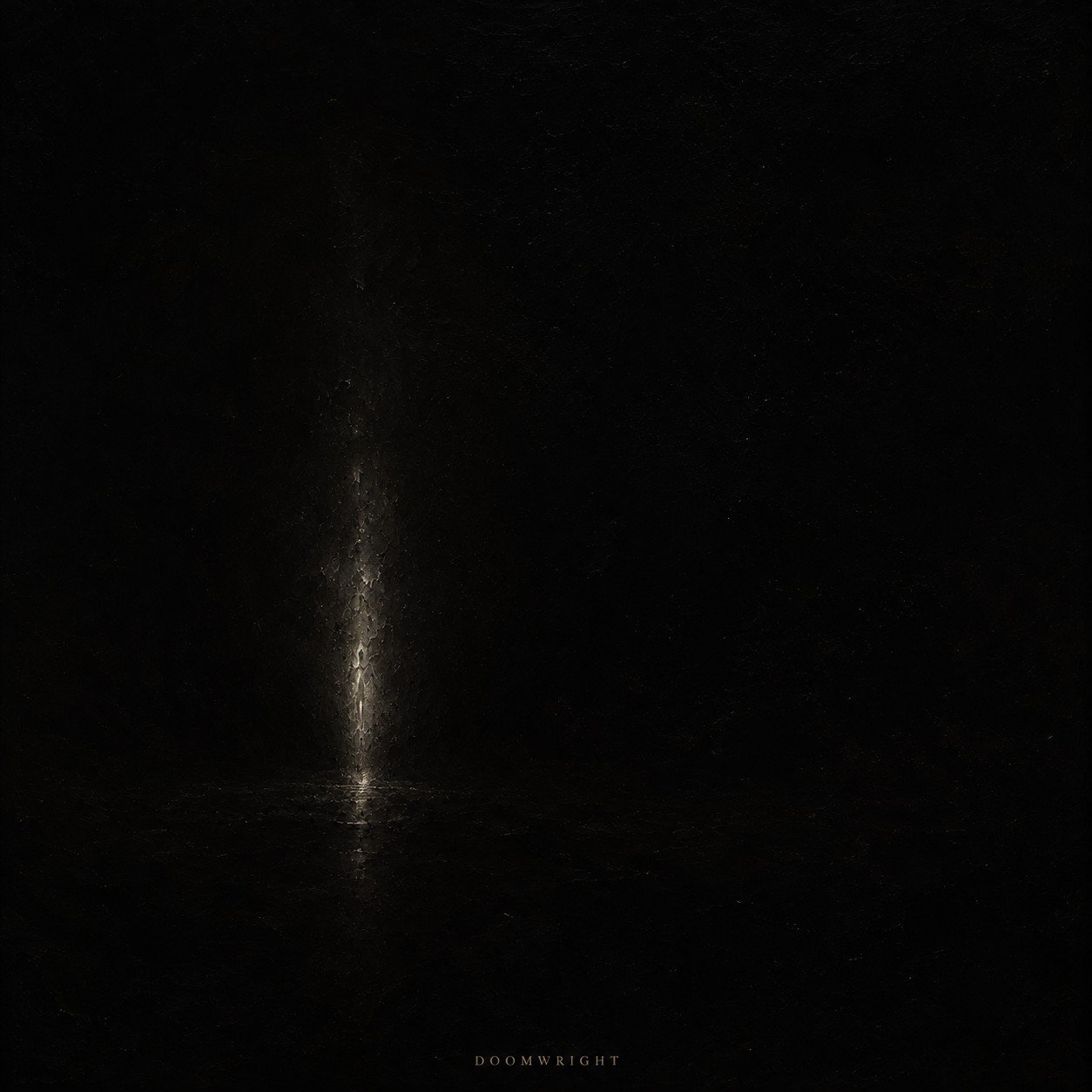 A faint drained trace of light where the figure once stood, nearly swallowed by the black — the ghost of the first light
